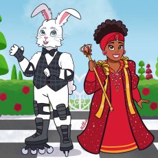 The Red Queen and Rabbit Print