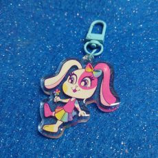 Rainbow Bunny Glitter Keychain
