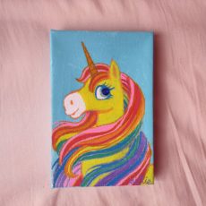 Rainbow Unicorn Mini Painting, One Of A Kind