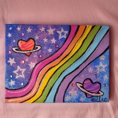 Space Rainbow Mini Painting, One Of A Kind