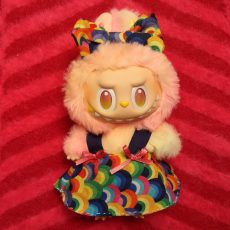 Rainbow Handsewn Dress and Hairbow set for 6" Plush Bag Charm