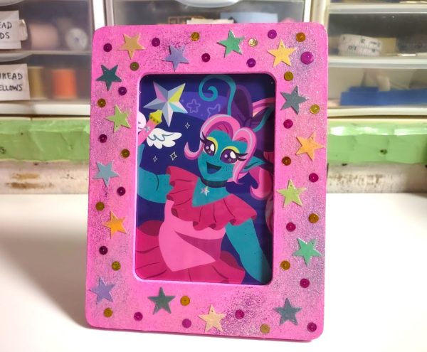 Pastel Stars Decoupage Sticker Frame, One Of A Kind